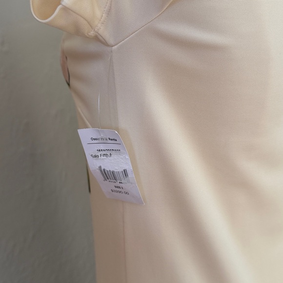 NEW OSCAR DE LA RENTA Sz 2 women's floral jersey maxi dress cream painted roses - Picture 13 of 16